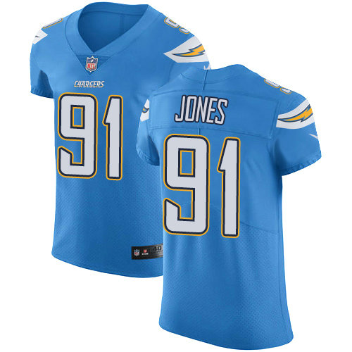Nike Chargers #91 Justin Jones Electric Blue Alternate Men's Stitched NFL Vapor Untouchable Elite Jersey
