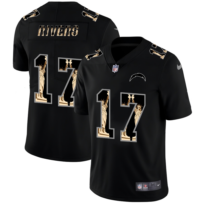 Nike Chargers 17 Philip Rivers Black Statue Of Liberty Limited Jersey