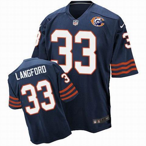 Nike Chicago Bears #33 Jeremy Langford Navy Blue Throwback Elite Jersey