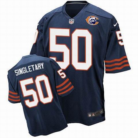 Nike Chicago Bears #50 Mike Singletary Navy Blue Throwback Elite Jersey
