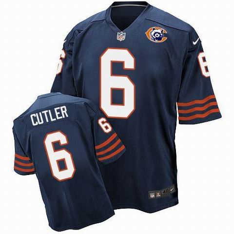 Nike Chicago Bears #6 Jay Cutler Navy Blue Throwback Elite Jersey
