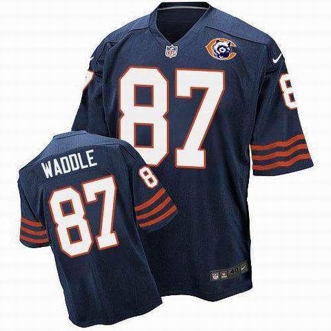 Nike Chicago Bears #87 Tom Waddle Navy Blue Throwback Elite Jersey