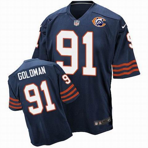 Nike Chicago Bears #91 Eddie Goldman Navy Blue Throwback Elite Jersey