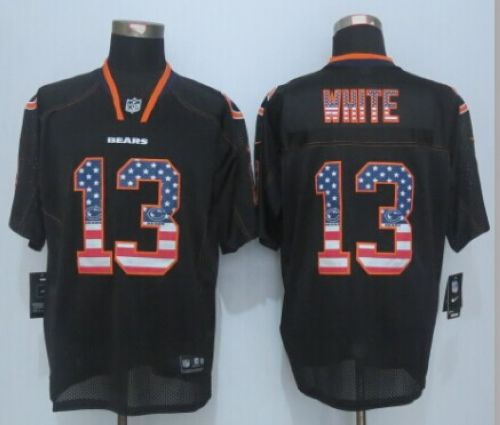 Nike Chicago Bears 13 Kevin White Black NFL Elite USA Flag Fashion Jersey