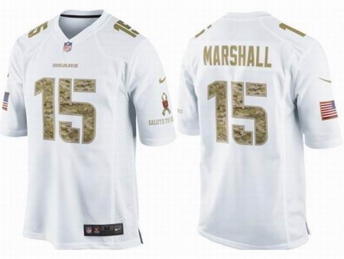 Nike Chicago Bears 15# Brandon Marshall On Salute to Service Game White Jersey