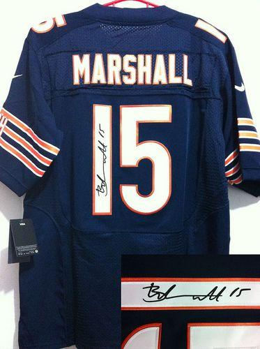 Nike Chicago Bears 15 Brandon Marshall Blue jerseys(signature Elite)