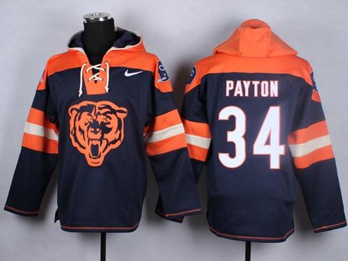 Nike Chicago Bears 34 Walter Payton Navy Blue Player Pullover NFL Hoodies