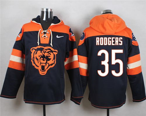 Nike Chicago Bears 35 Jacquizz Rodgers Navy Blue Player Pullover NFL Hoodie