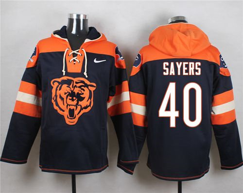 Nike Chicago Bears 40 Gale Sayers Navy Blue Player Pullover NFL Hoodie
