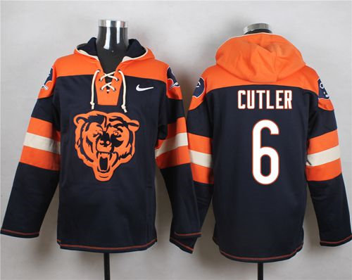 Nike Chicago Bears 6 Jay Cutler Navy Blue Player Pullover NFL Hoodie