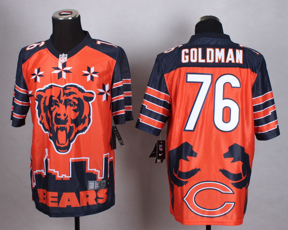 Nike Chicago Bears 76 Eddie Goldman Orange NFL Elite Noble Fashion Jersey