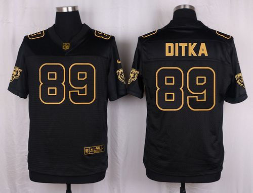 Nike Chicago Bears 89 Mike Ditka Black NFL Elite Pro Line Gold Collection Jersey