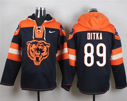 Nike Chicago Bears 89 Mike Ditka Navy Blue Player Pullover NFL Hoodie