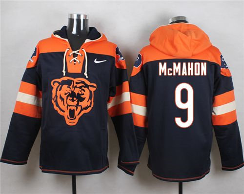 Nike Chicago Bears 9 Jim McMahon Navy Blue Player Pullover NFL Hoodie