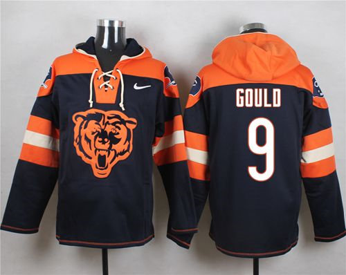 Nike Chicago Bears 9 Robbie Gould Navy Blue Player Pullover NFL Hoodie