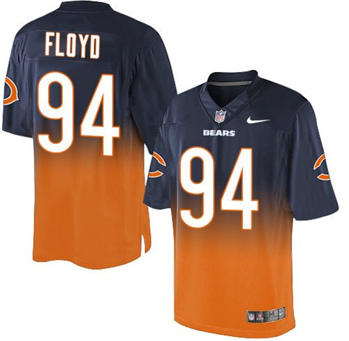 Nike Chicago Bears 94 Leonard Floyd Navy Blue Orange NFL Elite Fadeaway Fashion Jersey