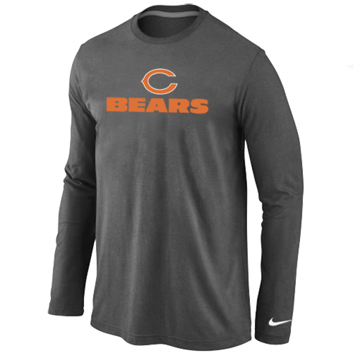 Nike Chicago Bears Authentic Logo Long Sleeve T-Shirt D.Grey