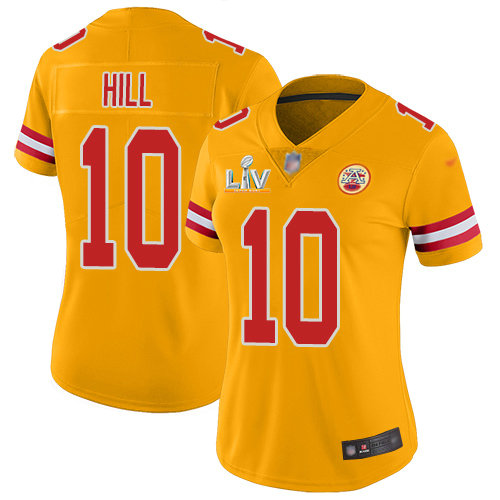 Nike Chiefs #10 Tyreek Hill Gold Women's Super Bowl LV Bound Stitched NFL Limited Inverted Legend Jersey