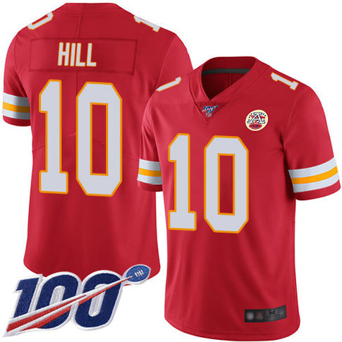 Nike Chiefs #10 Tyreek Hill Red Team Color Men's Stitched Football 100th Season Vapor Limited Jersey