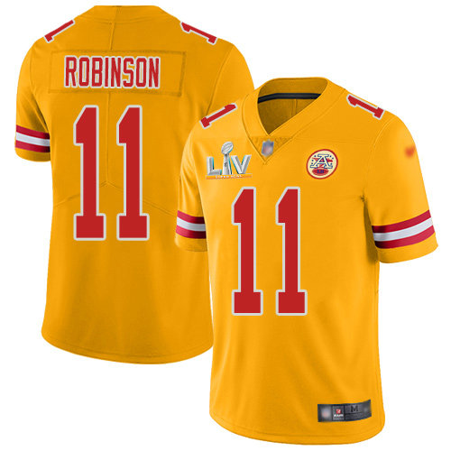 Nike Chiefs #11 Demarcus Robinson Gold Men's Super Bowl LV Bound Stitched NFL Limited Inverted Legend Jersey