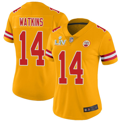 Nike Chiefs #14 Sammy Watkins Gold Women's Super Bowl LV Bound Stitched NFL Limited Inverted Legend Jersey