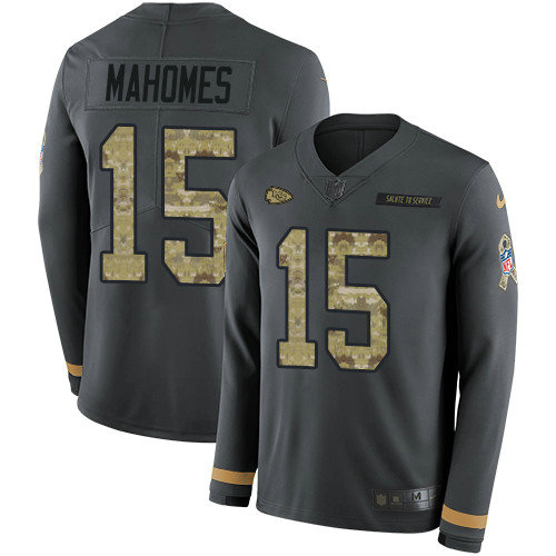 Nike Chiefs #15 Patrick Mahomes Anthracite Salute to Service Youth
