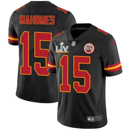 Nike Chiefs #15 Patrick Mahomes Black Men's Super Bowl LV Bound Stitched NFL Limited Rush Jersey