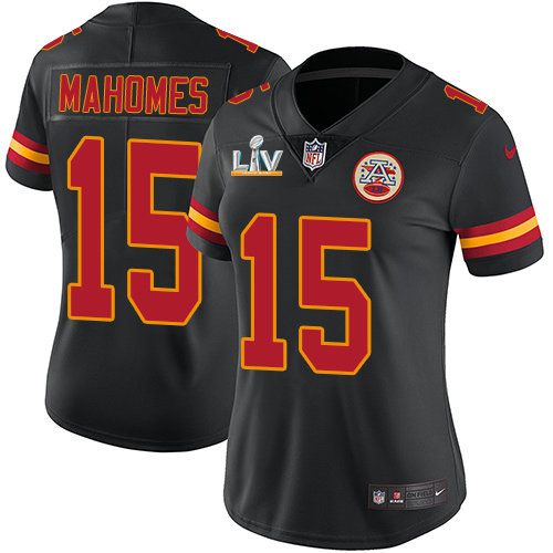 Nike Chiefs #15 Patrick Mahomes Black Women's Super Bowl LV Bound Stitched NFL Limited Rush Jersey