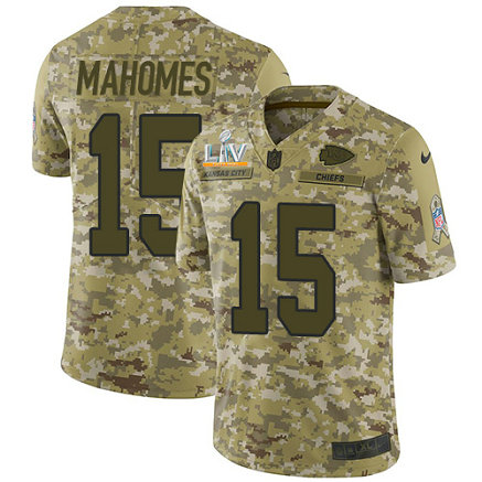 Nike Chiefs #15 Patrick Mahomes Camo Men's Super Bowl LV Bound Stitched NFL Limited 2018 Salute To Service Jersey
