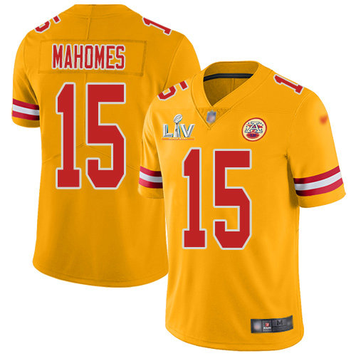 Nike Chiefs #15 Patrick Mahomes Gold Youth Super Bowl LV Bound Stitched NFL Limited Inverted Legend Jersey