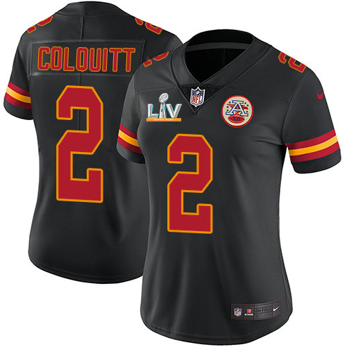 Nike Chiefs #2 Dustin Colquitt Black Women's Super Bowl LV Bound Stitched NFL Limited Rush Jersey