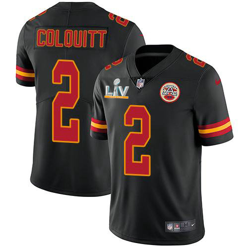 Nike Chiefs #2 Dustin Colquitt Black Youth Super Bowl LV Bound Stitched NFL Limited Rush Jersey