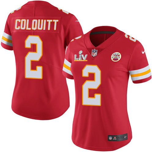 Nike Chiefs #2 Dustin Colquitt Red Team Color Women's Super Bowl LV Bound Stitched NFL Vapor Untouchable Limited Jersey