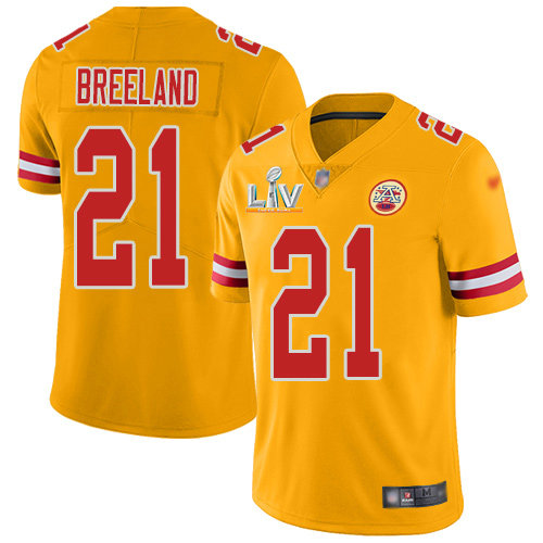 Nike Chiefs #21 Bashaud Breeland Gold Men's Super Bowl LV Bound Stitched NFL Limited Inverted Legend Jersey