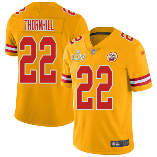 Nike Chiefs #22 Juan Thornhill Gold Youth Super Bowl LV Bound Stitched NFL Limited Inverted Legend Jersey