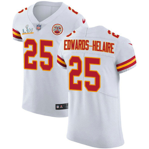 Nike Chiefs #25 Clyde Edwards-Helaire White Men's Super Bowl LV Bound Stitched NFL New Elite Jersey