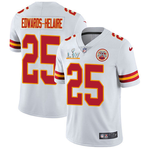 Nike Chiefs #25 Clyde Edwards-Helaire White Men's Super Bowl LV Bound Stitched NFL Vapor Untouchable Limited Jersey