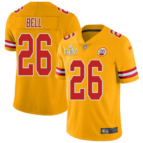 Nike Chiefs #26 Le'Veon Bell Gold Men's Super Bowl LV Bound Stitched NFL Limited Inverted Legend Jersey