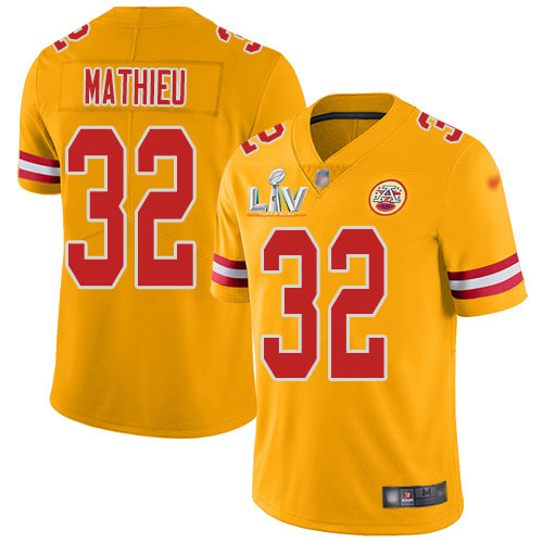 Nike Chiefs #32 Tyrann Mathieu Gold Youth Super Bowl LV Bound Stitched NFL Limited Inverted Legend Jersey