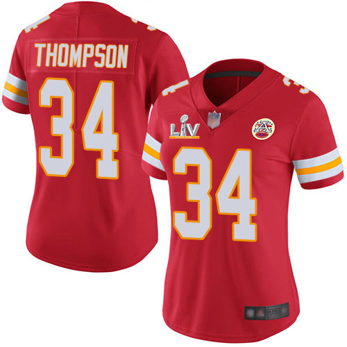 Nike Chiefs #34 Darwin Thompson Red Team Color Women's Super Bowl LV Bound Stitched NFL Vapor Untouchable Limited Jersey