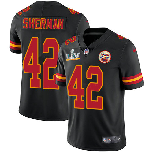 Nike Chiefs #42 Anthony Sherman Black Youth Super Bowl LV Bound Stitched NFL Limited Rush Jersey