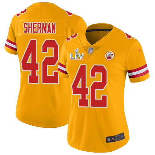Nike Chiefs #42 Anthony Sherman Gold Women's Super Bowl LV Bound Stitched NFL Limited Inverted Legend Jersey