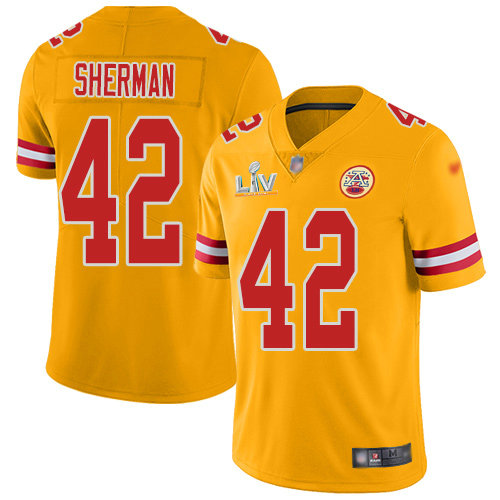 Nike Chiefs #42 Anthony Sherman Gold Youth Super Bowl LV Bound Stitched NFL Limited Inverted Legend Jersey