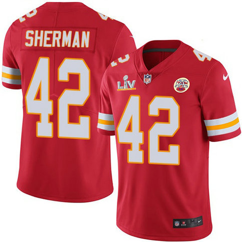 Nike Chiefs #42 Anthony Sherman Red Team Color Youth Super Bowl LV Bound Stitched NFL Vapor Untouchable Limited Jersey