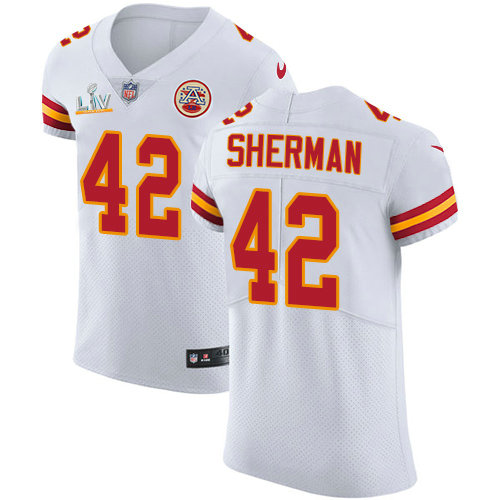Nike Chiefs #42 Anthony Sherman White Men's Super Bowl LV Bound Stitched NFL New Elite Jersey