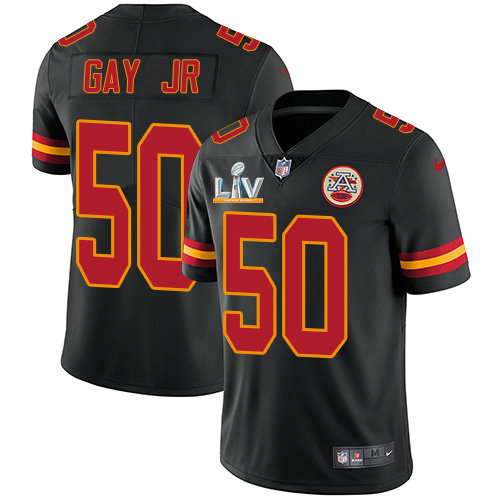 Nike Chiefs #50 Willie Gay Jr. Black Youth Super Bowl LV Bound Stitched NFL Limited Rush Jersey