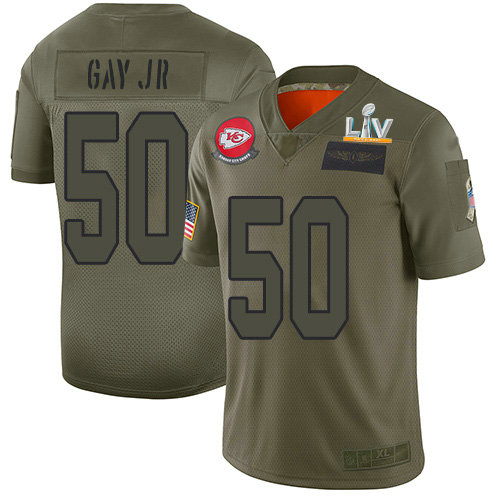 Nike Chiefs #50 Willie Gay Jr. Camo Men's Super Bowl LV Bound Stitched NFL Limited 2019 Salute To Service Jersey