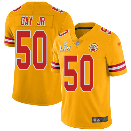 Nike Chiefs #50 Willie Gay Jr. Gold Men's Super Bowl LV Bound Stitched NFL Limited Inverted Legend Jersey