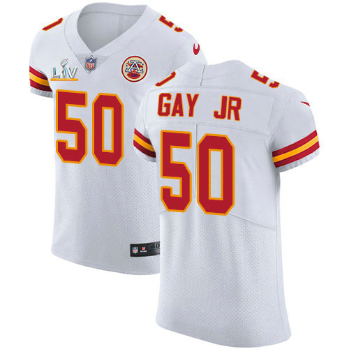 Nike Chiefs #50 Willie Gay Jr. White Men's Super Bowl LV Bound Stitched NFL New Elite Jersey