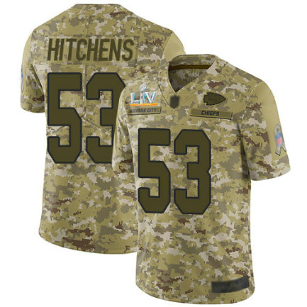 Nike Chiefs #53 Anthony Hitchens Camo Men's Super Bowl LV Bound Stitched NFL Limited 2018 Salute To Service Jersey
